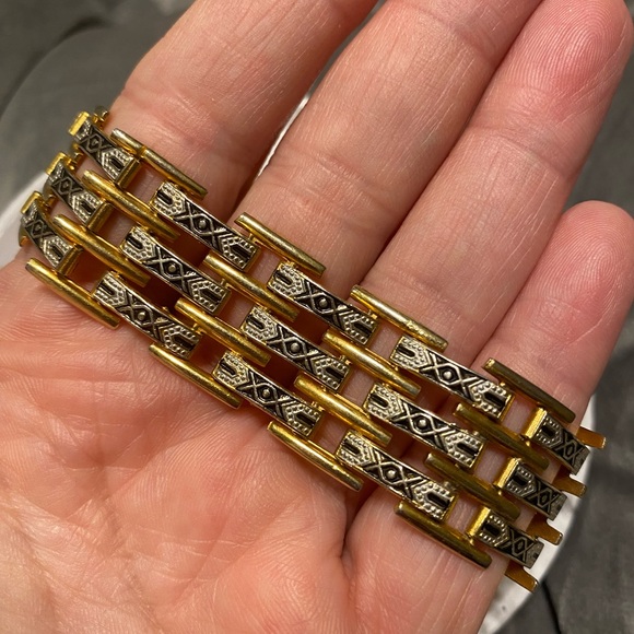 Spanish Art Deco Two Tone Bracelet - Picture 1 of 4